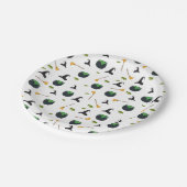 Hexenhut Broom Caldron Halloween Muster Pappteller (Schrägansicht)