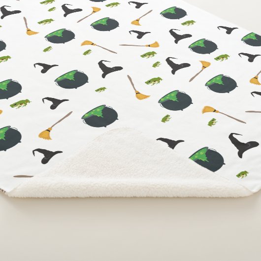 Hexenhut Broom Caldron Halloween Muster Sherpadecke (3/4)