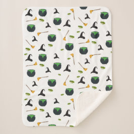 Hexenhut Broom Caldron Halloween Muster Sherpadecke