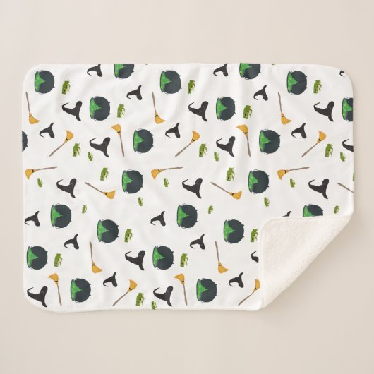 Hexenhut Broom Caldron Halloween Muster Sherpadecke (Vorderseite (Horizontal))