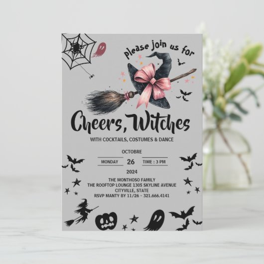 Hexenhut Custome Adult-Halloween-Party Einladung (Stehend Vorderseite)