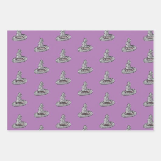 Hexenhut-Doodle-Halloween-Muster Geschenkpapier Set (Vorderseite 3)