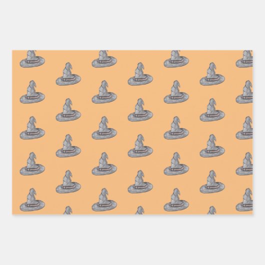 Hexenhut-Doodle-Halloween-Muster Geschenkpapier Set (Vorderseite 2)