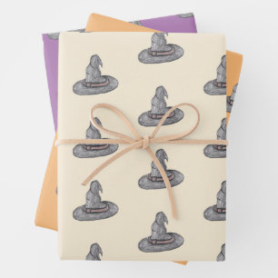 Hexenhut-Doodle-Halloween-Muster Geschenkpapier Set