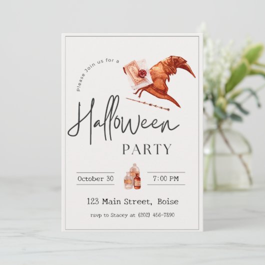 Hexenhut Fall-Halloween-Party Einladung (Stehend Vorderseite)