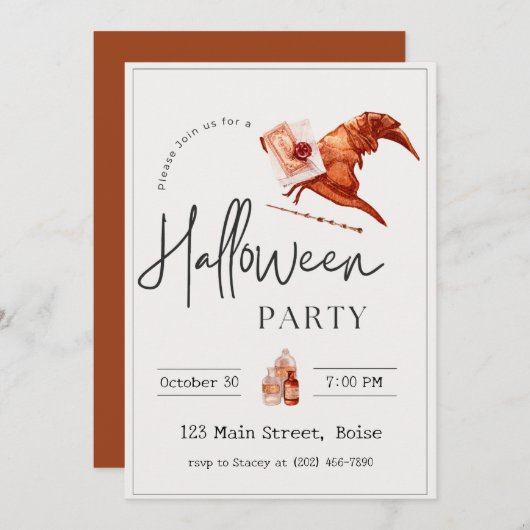 Hexenhut Fall-Halloween-Party Einladung (Vorne/Hinten)