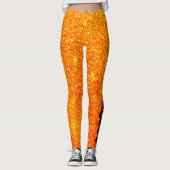 Hexenhut gestackte Pumpkins Glitzer Halloween Leggings (Vorderseite)