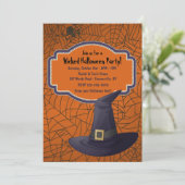 Hexenhut Halloween-Einladungen Einladung (Stehend Vorderseite)