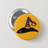 Hexenhut Halloween Orange Black Lila Cartoon Button (Vorne & Hinten)
