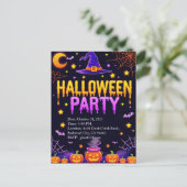 Hexenhut-Halloween-Party Postkarte (Stehend Vorderseite)