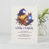 Hexenhut mit glühendem Brotlaib, Halloween Einladung (Stehend Vorderseite)