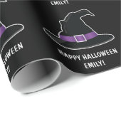Hexenhut mit Lila Details glückliches Halloween Geschenkpapier (Rolleneckpunkt)