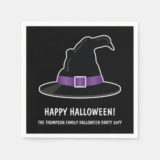 Hexenhut mit Lila Details glückliches Halloween Serviette (Vorderseite)