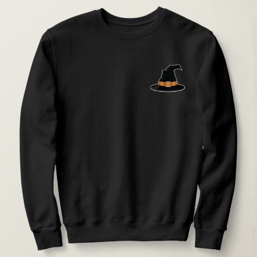 Hexenhut mit orangefarbenem IllustrationsHalloween Sweatshirt (Design vorne)