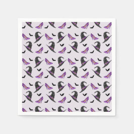 Hexenhut mit Schuhen Lila Halloween-Muster Serviette