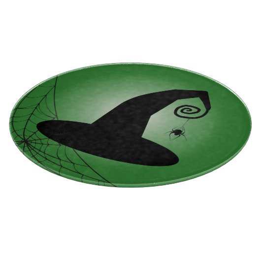 Hexenhut mit Spiderweb Green Cutting Board Schneidebrett (Ecke)