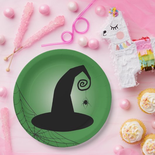 Hexenhut mit Spiderweb-Tellern Pappteller (Party)
