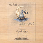 Hexenhut Moon Halloween Dark Brautparty Acryleinladungen (Vorderseite)