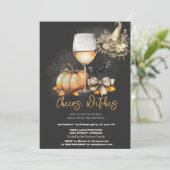 Hexenhut Pumpkin Bow Wine Glass Halloween-Party Einladung (Stehend Vorderseite)