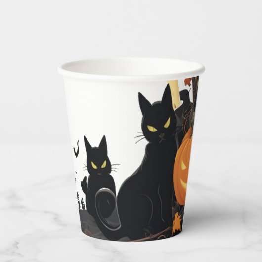 Hexenhut Pumpkin Halloween Vibes Pappbecher (Rückseite)