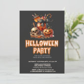 Hexenhut Pumpkin Skull Drink Dunkles Halloween Einladung (Stehend Vorderseite)