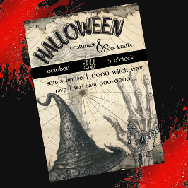 Hexenhut | Skeletthand | Spider-WebHalloween Einladung
