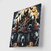 Hexenhut trägt Vollmond Quadratische Wanduhr (Winkel)