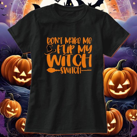 Hexenhut und Broom Halloween Cotton T - Shirt