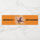 Hexenhut und Broom zu Halloween Wasserflaschenetikett (Einzelnes Label)