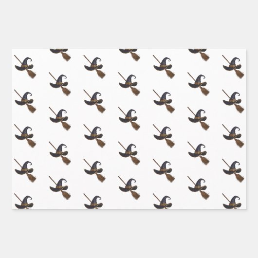 Hexenhut und Broomstick Geschenkpapier Set (Vorderseite)