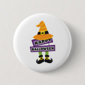 Hexenhut und Feet Halloween Button (Vorderseite)