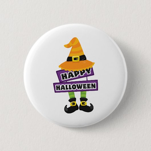 Hexenhut und Feet Halloween Button (Vorderseite)