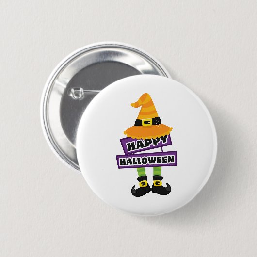 Hexenhut und Feet Halloween Button (Vorne & Hinten)