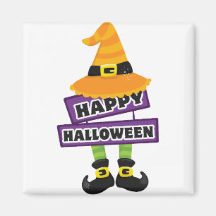 Hexenhut und Füße Halloween Magnet