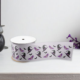 Hexenhut und Heels mit Fledermäusen Lilac Hallowee Satinband