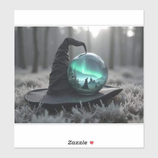 Hexenhut und Kristallkugel Aufkleber (Blatt)