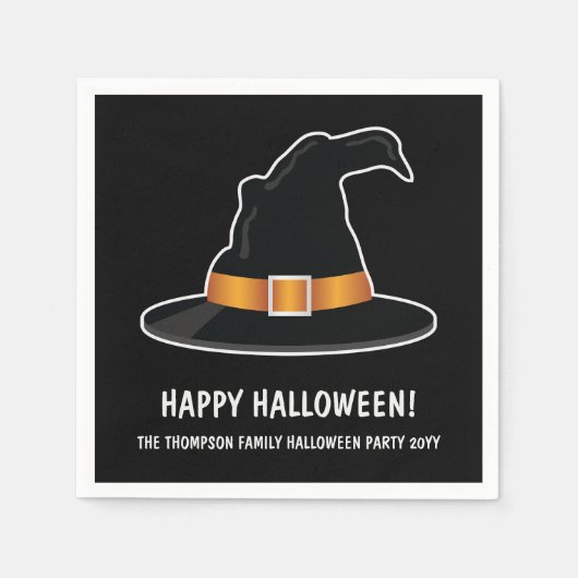 Hexenhut und Orangenhut, Schwarzes Halloween Serviette (Vorderseite)