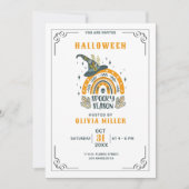 Hexenhut und Regenbogen Minimalistisches Halloween Einladung (Vorderseite)