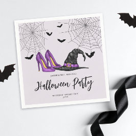 Hexenhut und Schuhe Lilac-Halloween-Party Serviette