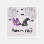 Hexenhut und Schuhe Lilac-Halloween-Party Serviette (Vorderseite)