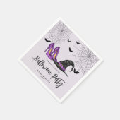 Hexenhut und Schuhe Lilac-Halloween-Party Serviette (Ecke)