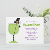 Hexenhut und Spider Halloween Cocktail Party Einladung (Stehend Vorderseite)