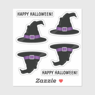 Hexenhüte mit lila Details Frohes Halloween Aufkleber
