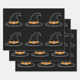 Hexenhüte Orange Witch Hat Halloween Muster Geschenkpapier Set