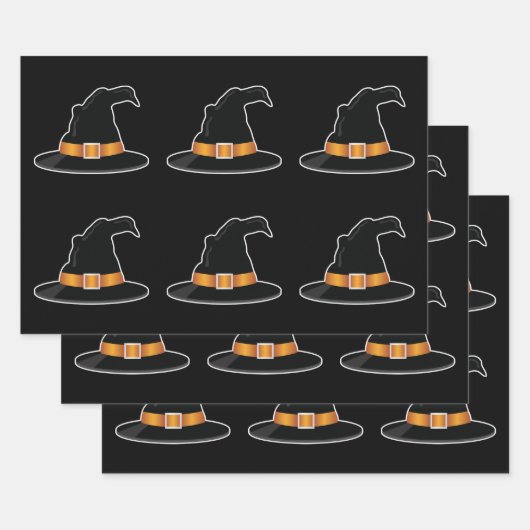 Hexenhüte Orange Witch Hat Halloween Muster Geschenkpapier Set (Set)