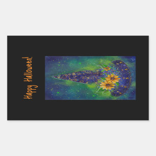 Hexenhutensack Halloween-Süßigkeiten Rechteckiger Aufkleber