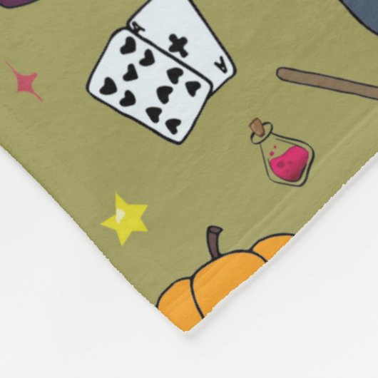 Hexenhutsche Kat Pumpkin Sage Green Fleecedecke (Ecke)