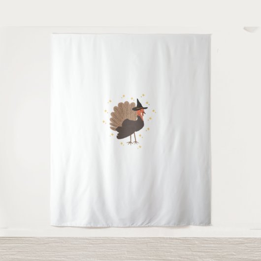 Hexenhutte mit Hut und funkelnden Sternen illuster Wandteppich (Vorderseite)