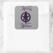 Hexenin Silhouette mit Pentagramm Quadratischer Aufkleber (Tasche)