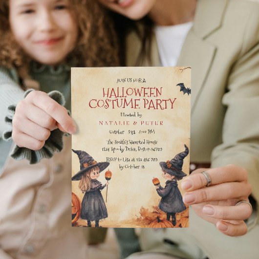 Hexenjunge und Girl Halloween-Kostüm-Party Einladung